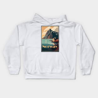 Lofoten islands, Norway, travel poser Kids Hoodie